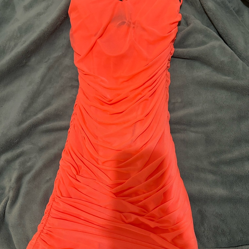 Lucy in the Sky Strapless Coral Dress